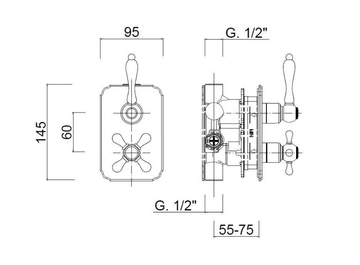 CLASSIC REVOLUTION - PRAGA - F8282-PRCE - 2 hole thermostatic shower mixer with plate by Rubinetteria Giulini - view 3